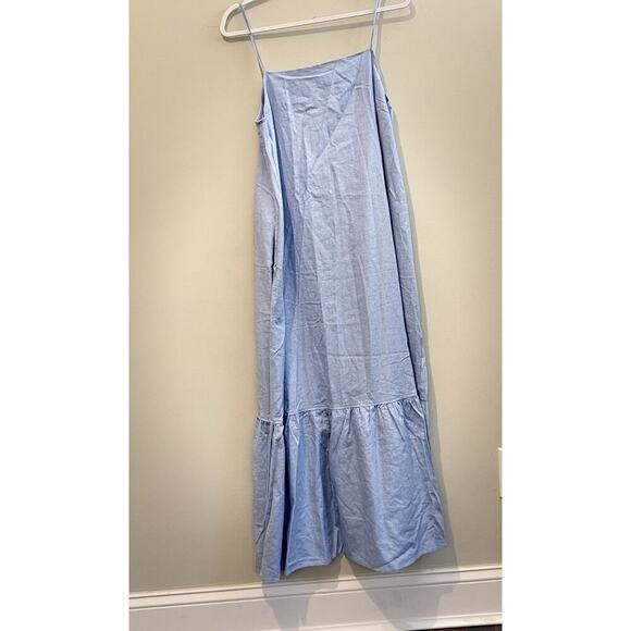 Maxi Dress By Paula Cahen D’anvers Linen Light Blue Summer Chic Size L/3 1866 - Picture 1 of 9